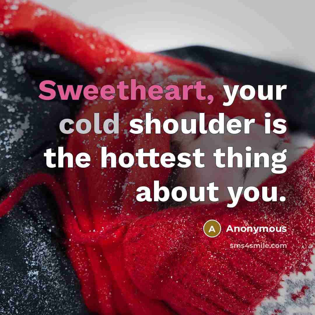 “Sweetheart, your cold shoulder is the hottest thing about you.” quote by Anonymous