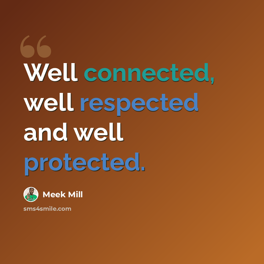 “Well connected, well respected and well protected.” quote by Meek Mill