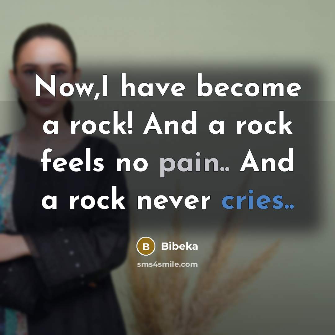 “Now,I have become a rock! And a rock feels no pain.. And a rock never cries..” quote by Bibeka
