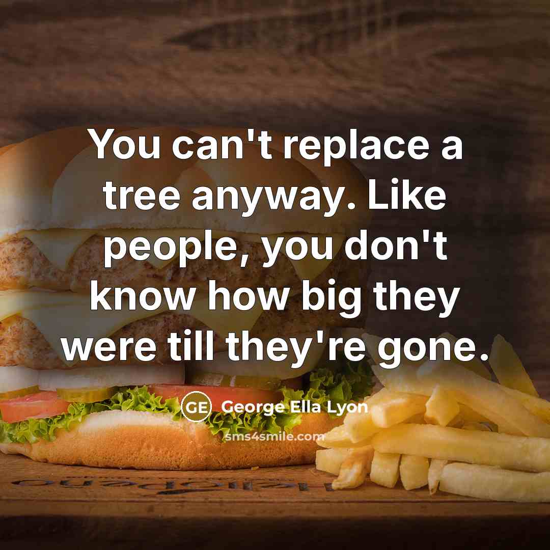 “You can't replace a tree anyway. Like people, you don't know how big they were till they're gone.” quote by George Ella Lyon