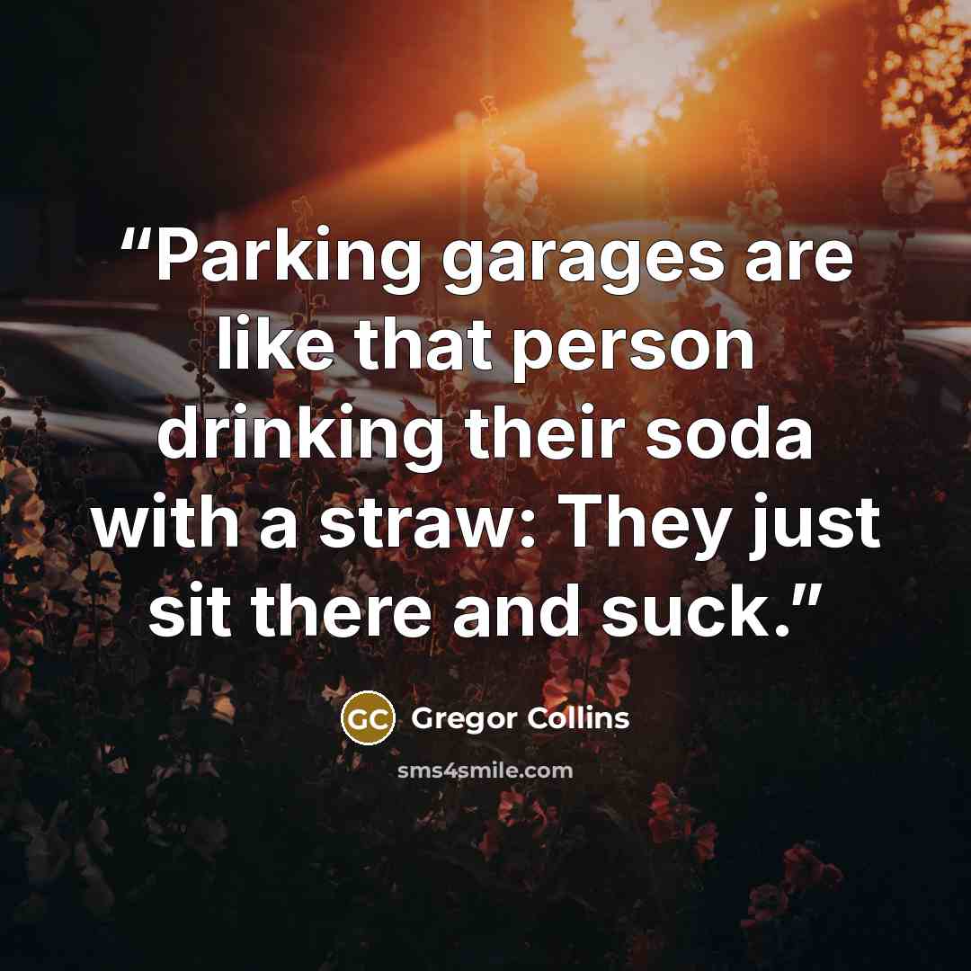 “Parking garages are like that person drinking their soda with a straw: They just sit there and suck.” quote by Gregor Collins