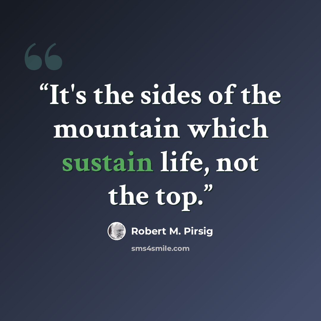 “It's the sides of the mountain which sustain life, not the top.” quote by Robert M. Pirsig