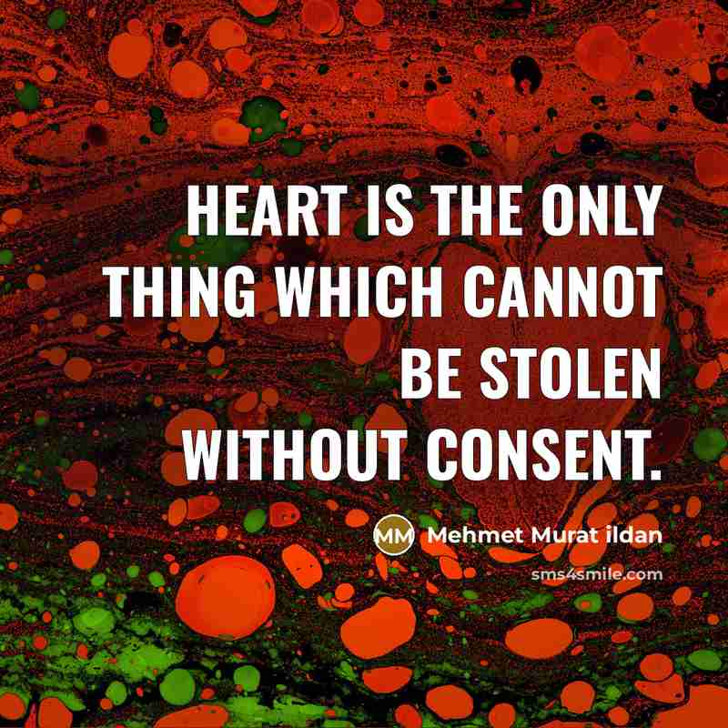 “Heart is the only thing which cannot be stolen without consent.” quote by Mehmet Murat Ildan