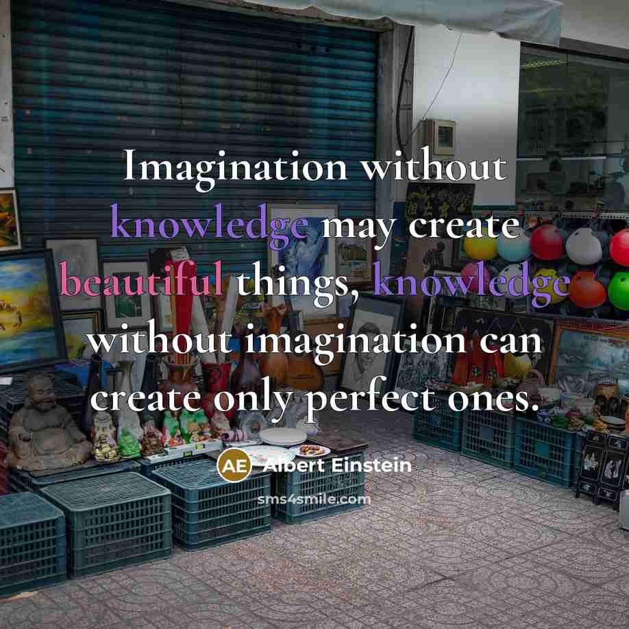 “Imagination without knowledge may create beautiful things, knowledge without imagination can create only perfect ones.” quote by Albert Einstein