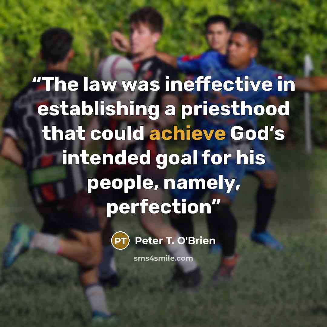 “The law was ineffective in establishing a priesthood that could achieve God’s intended goal for his people, namely, perfection” quote by Peter T. O'Brien