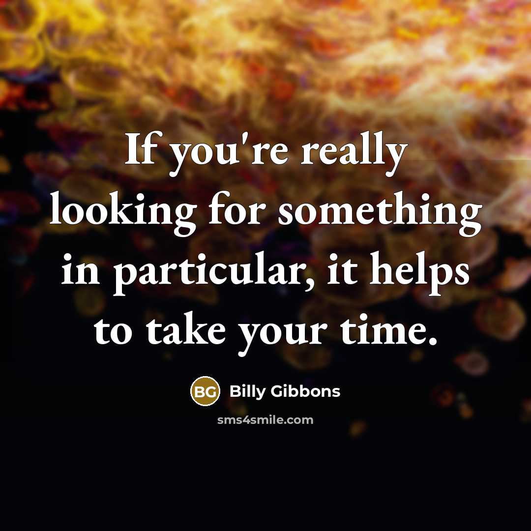 “If you're really looking for something in particular, it helps to take your time.” quote by Billy Gibbons