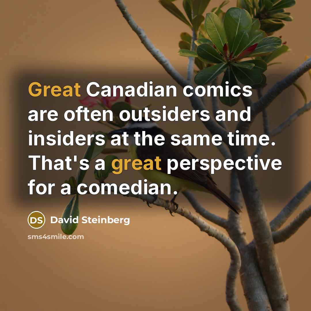 “Great Canadian comics are often outsiders and insiders at the same time. That's a great perspective for a comedian.” quote by David Steinberg