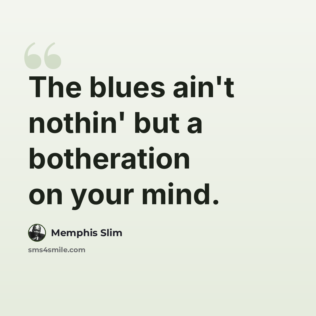 “The blues ain't nothin' but a botheration on your mind.” quote by Memphis Slim