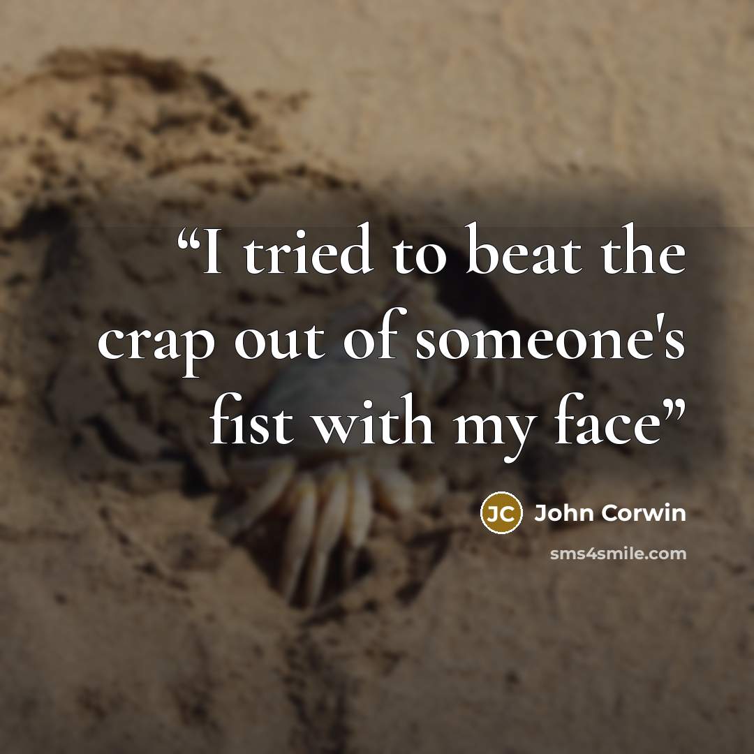 “I tried to beat the crap out of someone's fist with my face” quote by John Corwin