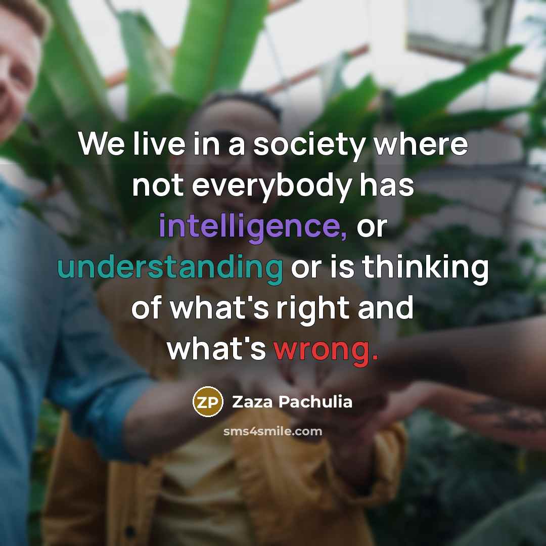 “We live in a society where not everybody has intelligence, or understanding or is thinking of what's right and what's wrong.” quote by Zaza Pachulia