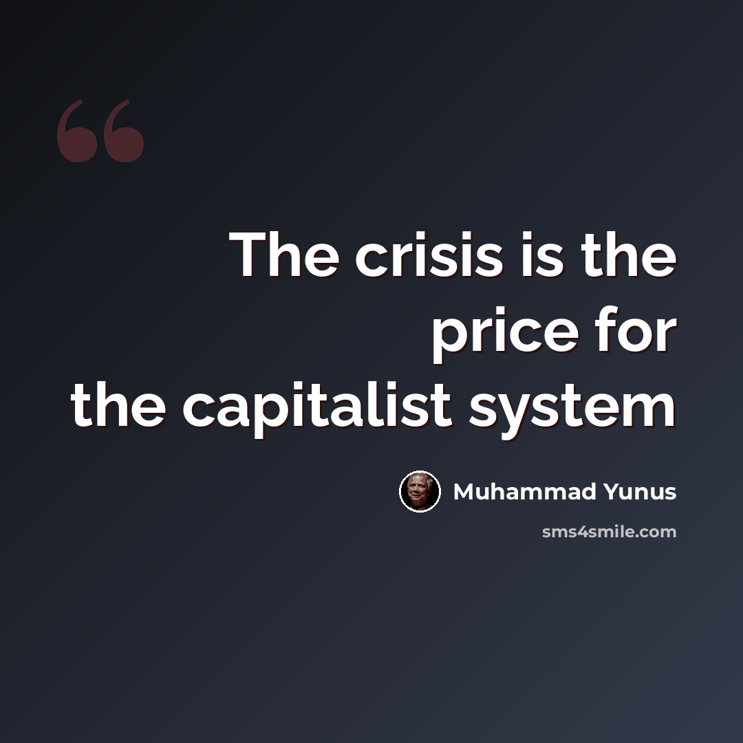 “The crisis is the price for the capitalist system” quote by Muhammad Yunus