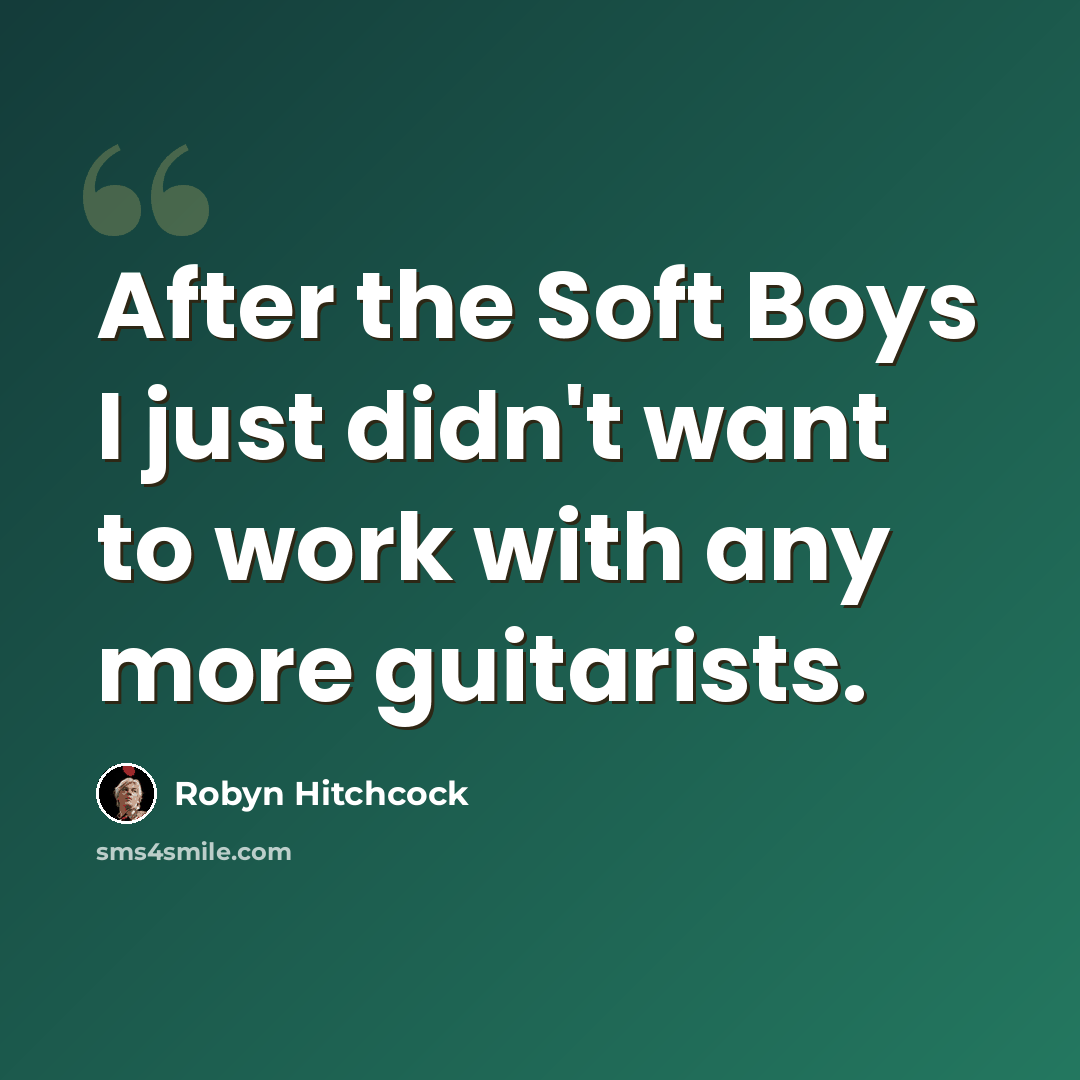 “After the Soft Boys I just didn't want to work with any more guitarists.” quote by Robyn Hitchcock