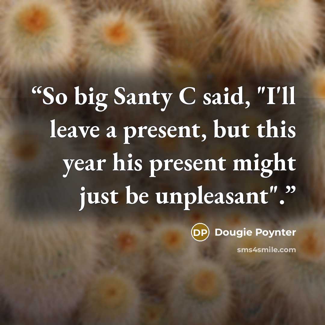 “So big Santy C said, "I'll leave a present, but this year his present might just be unpleasant".” quote by Dougie Poynter
