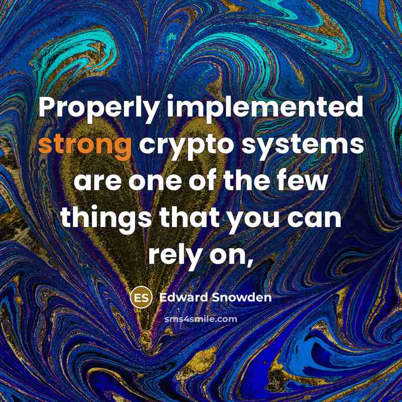 “Properly implemented strong crypto systems are one of the few things that you can rely on,” quote by Edward Snowden