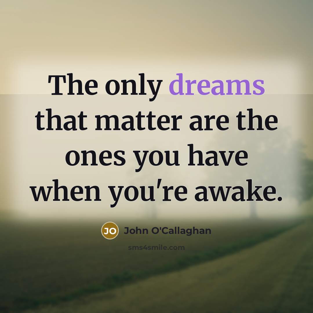 “The only dreams that matter are the ones you have when you're awake.” quote by John O'Callaghan