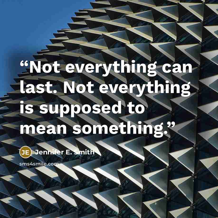 “Not everything can last. Not everything is supposed to mean something.” quote by Jennifer E. Smith