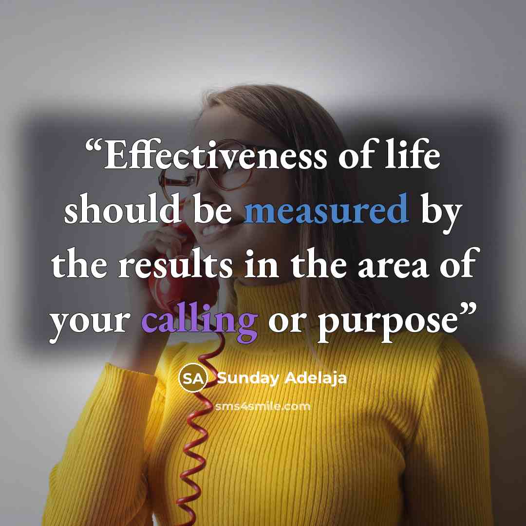 “Effectiveness of life should be measured by the results in the area of your calling or purpose” quote by Sunday Adelaja