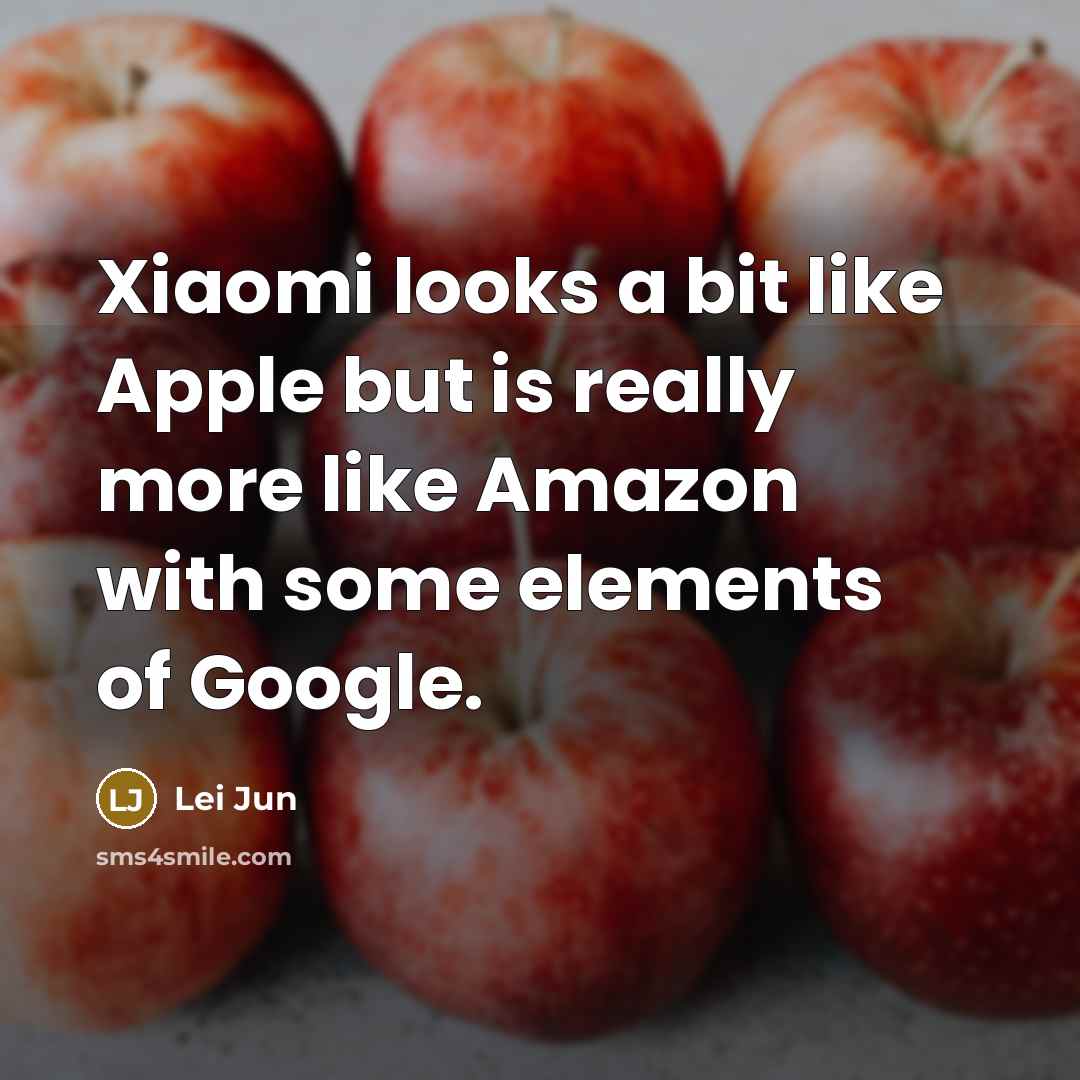 “Xiaomi looks a bit like Apple but is really more like Amazon with some elements of Google.” quote by Lei Jun