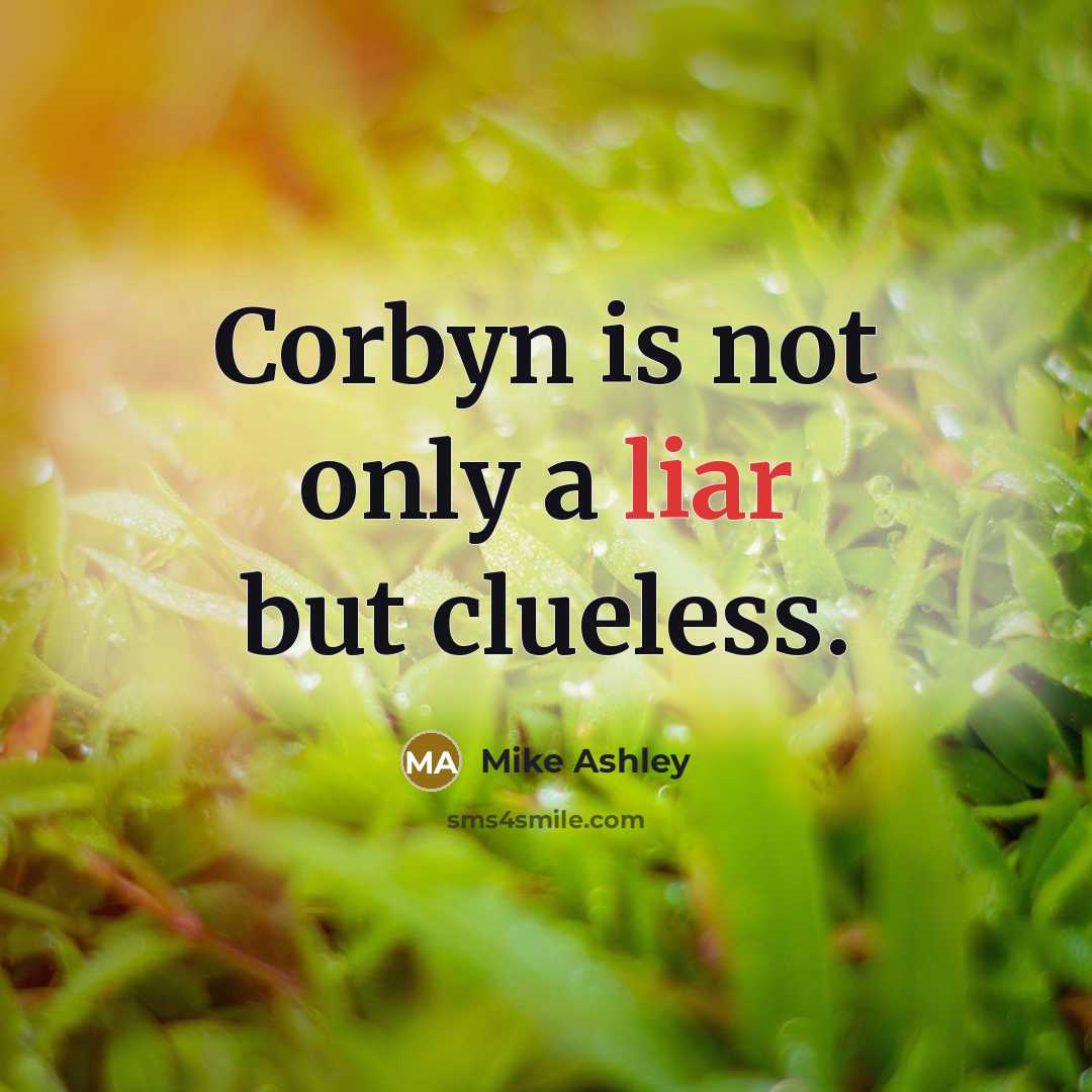 “Corbyn is not only a liar but clueless.” quote by Mike Ashley