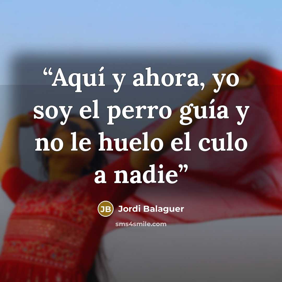 “Aquí y ahora, yo soy el perro guía y no le huelo el culo a nadie” quote by Jordi Balaguer