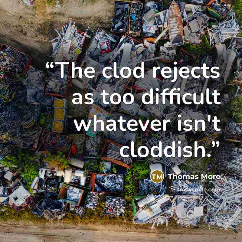 “The clod rejects as too difficult whatever isn't cloddish.” quote by Thomas More
