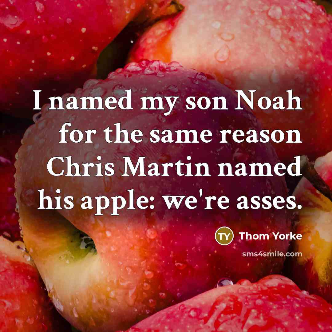 “I named my son Noah for the same reason Chris Martin named his apple: we're asses.” quote by Thom Yorke