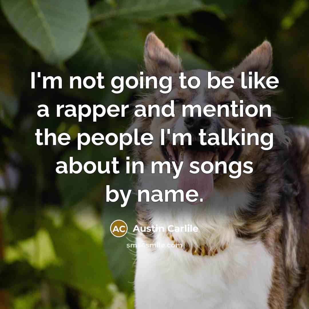 “I'm not going to be like a rapper and mention the people I'm talking about in my songs by name.” quote by Austin Carlile