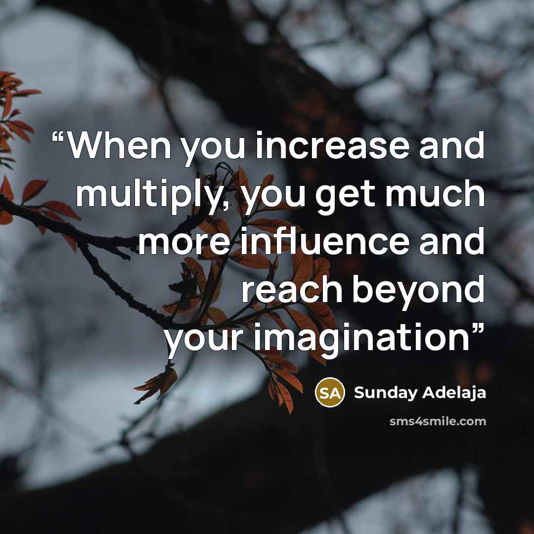 “When you increase and multiply, you get much more influence and reach beyond your imagination” quote by Sunday Adelaja