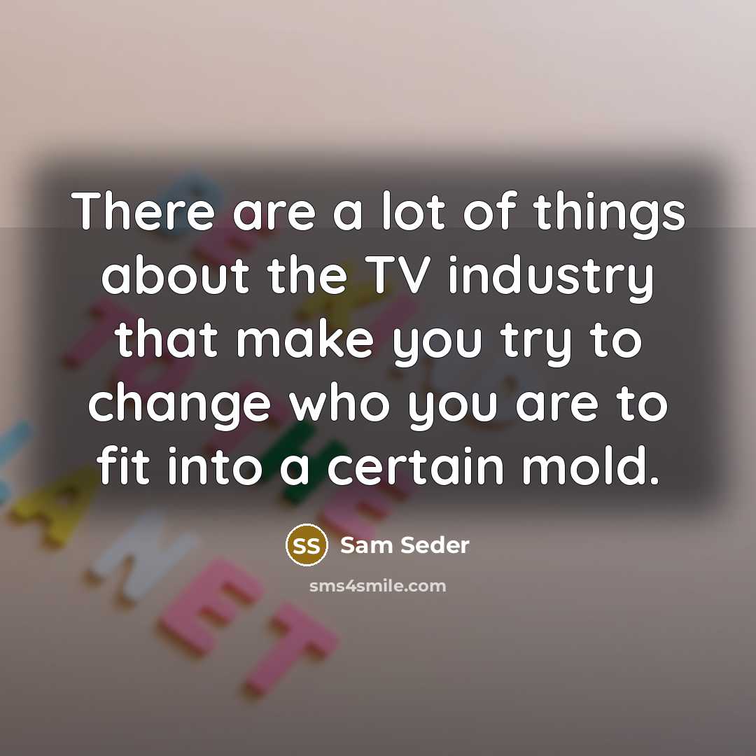 “There are a lot of things about the TV industry that make you try to change who you are to fit into a certain mold.” quote by Sam Seder