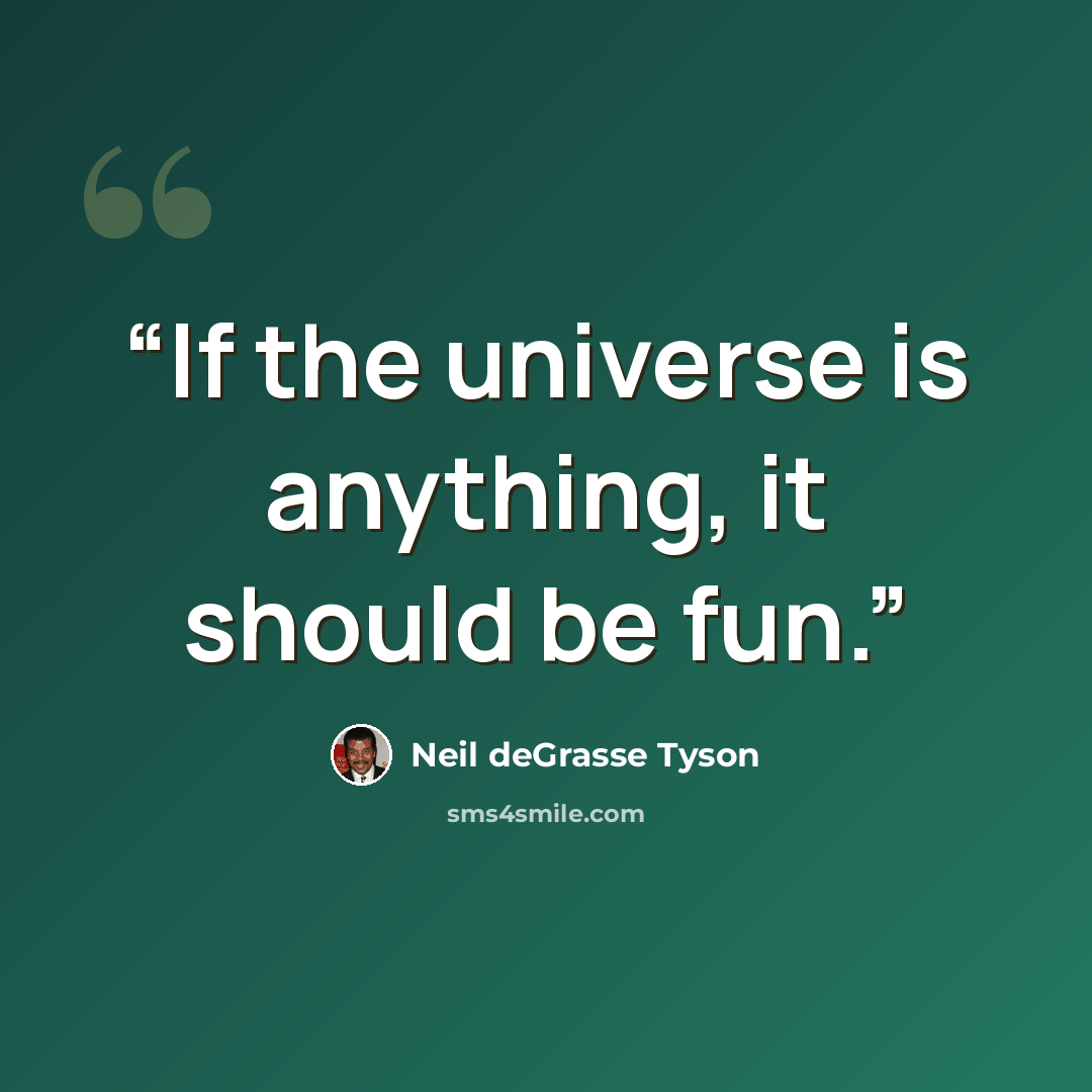 “If the universe is anything, it should be fun.” quote by Neil deGrasse Tyson