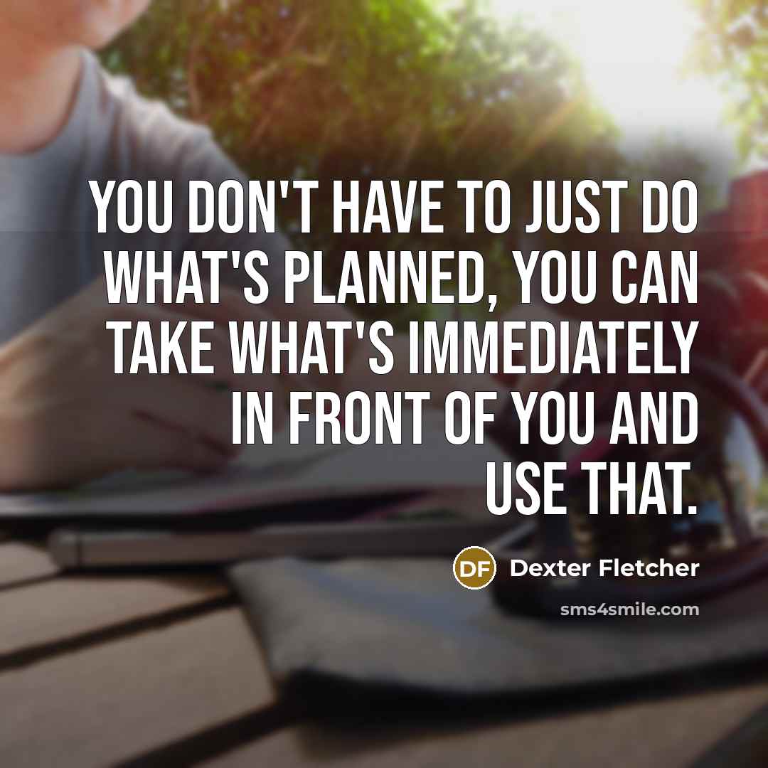 “You don't have to just do what's planned, you can take what's immediately in front of you and use that.” quote by Dexter Fletcher