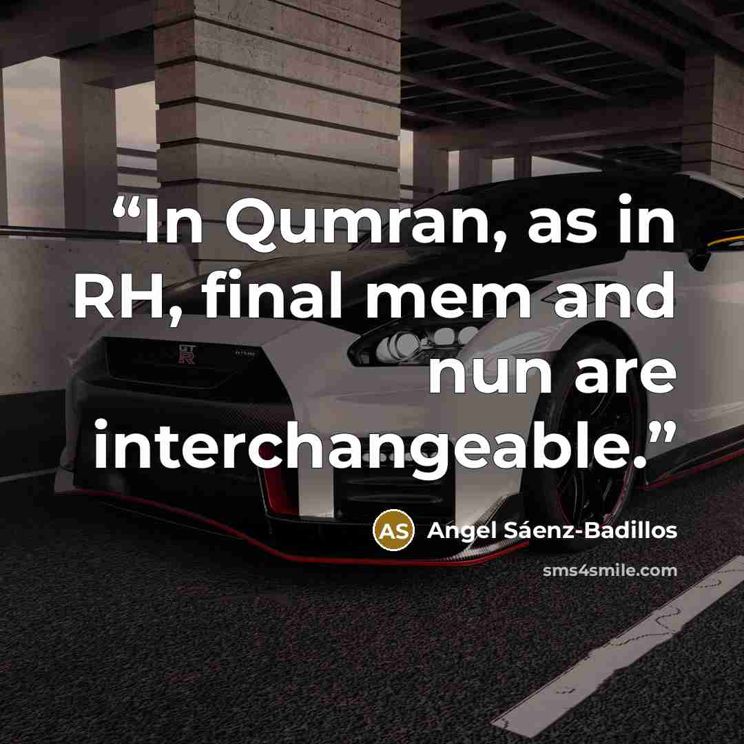“In Qumran, as in RH, final mem and nun are interchangeable.” quote by Angel Sáenz-Badillos