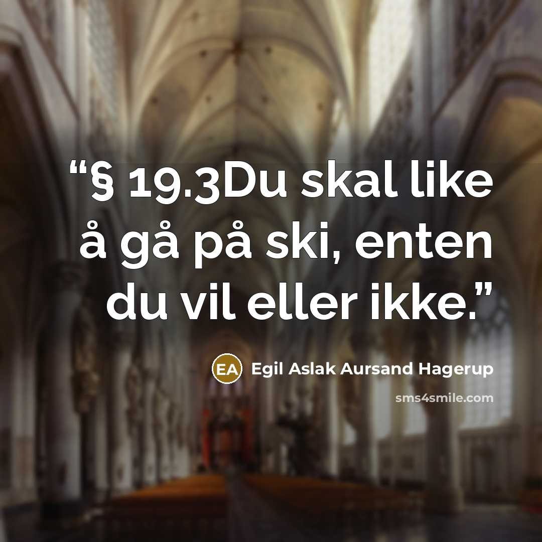 “§ 19.3Du skal like å gå på ski, enten du vil eller ikke.” quote by Egil Aslak Aursand Hagerup