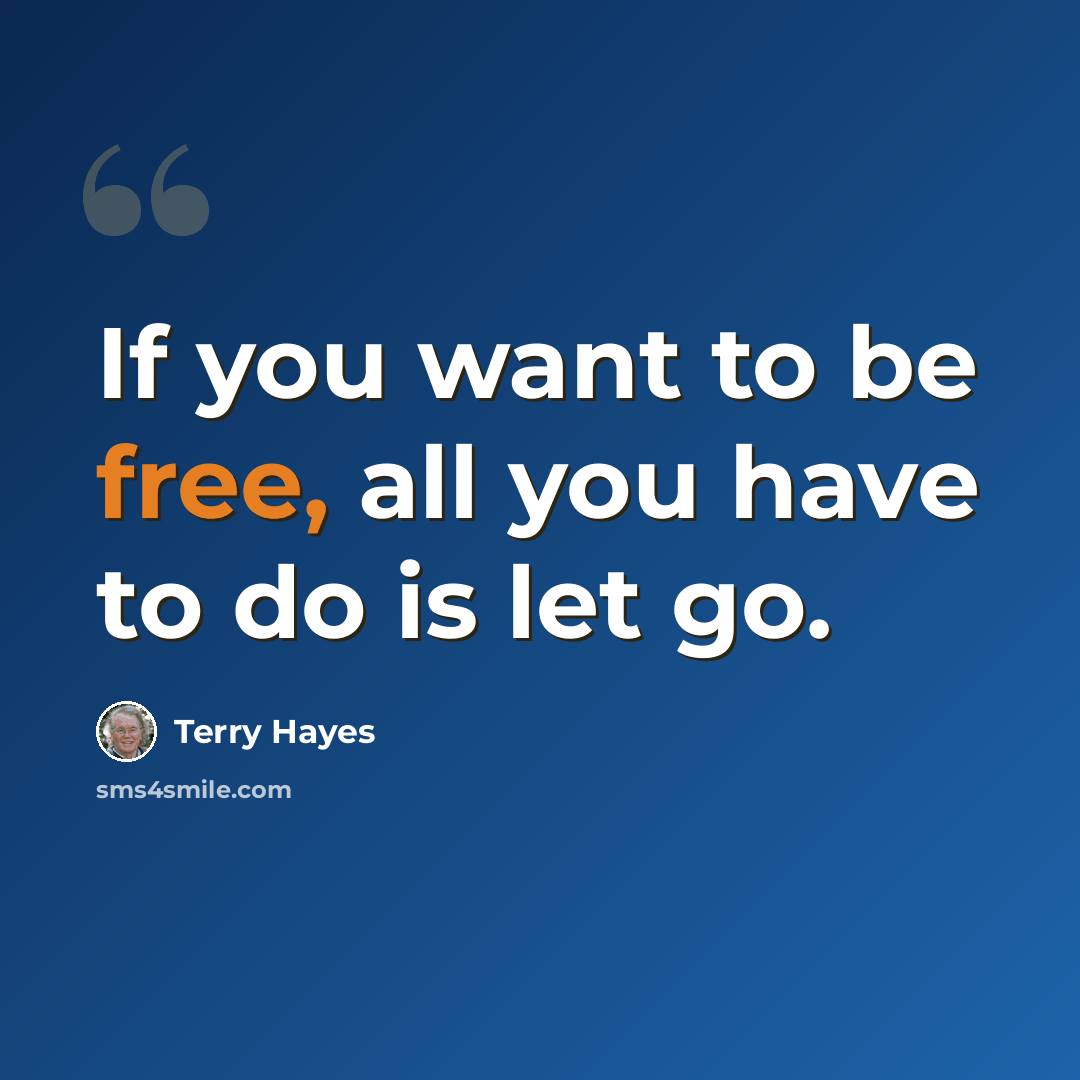 “If you want to be free, all you have to do is let go.” quote by Terry Hayes