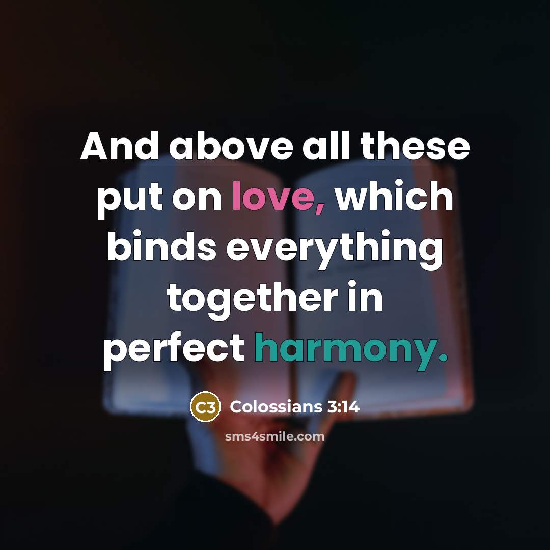 “And above all these put on love, which binds everything together in perfect harmony.” quote by Colossians 3:14
