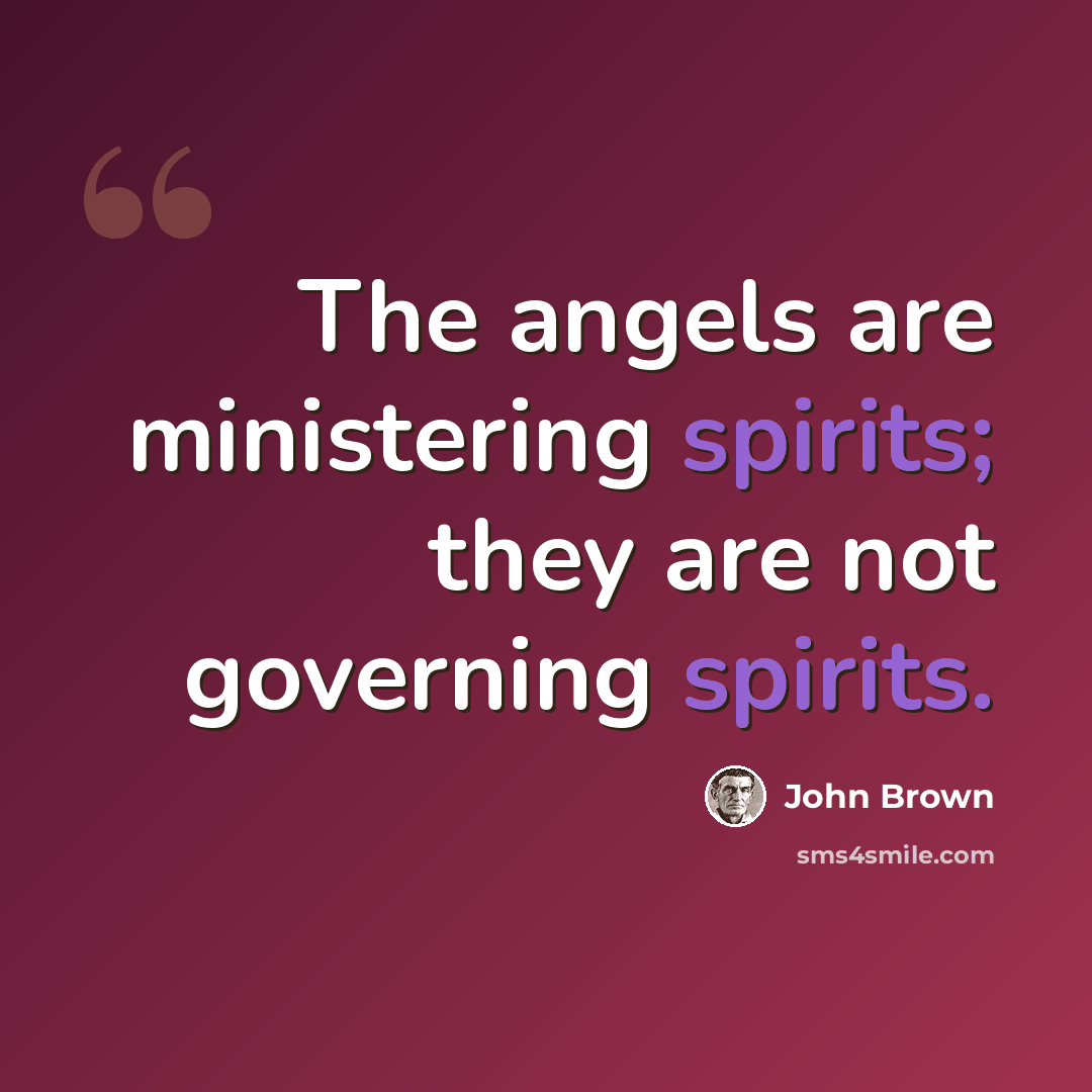 “The angels are ministering spirits; they are not governing spirits.” quote by John Brown