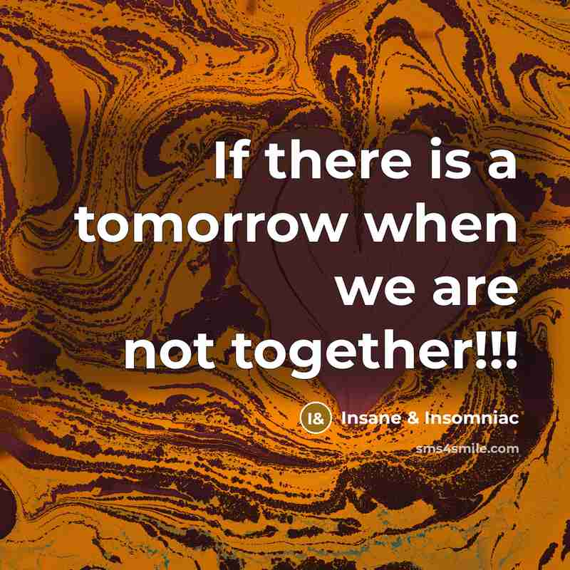 “If there is a tomorrow when we are not together!!!” quote by Insane & Insomniac