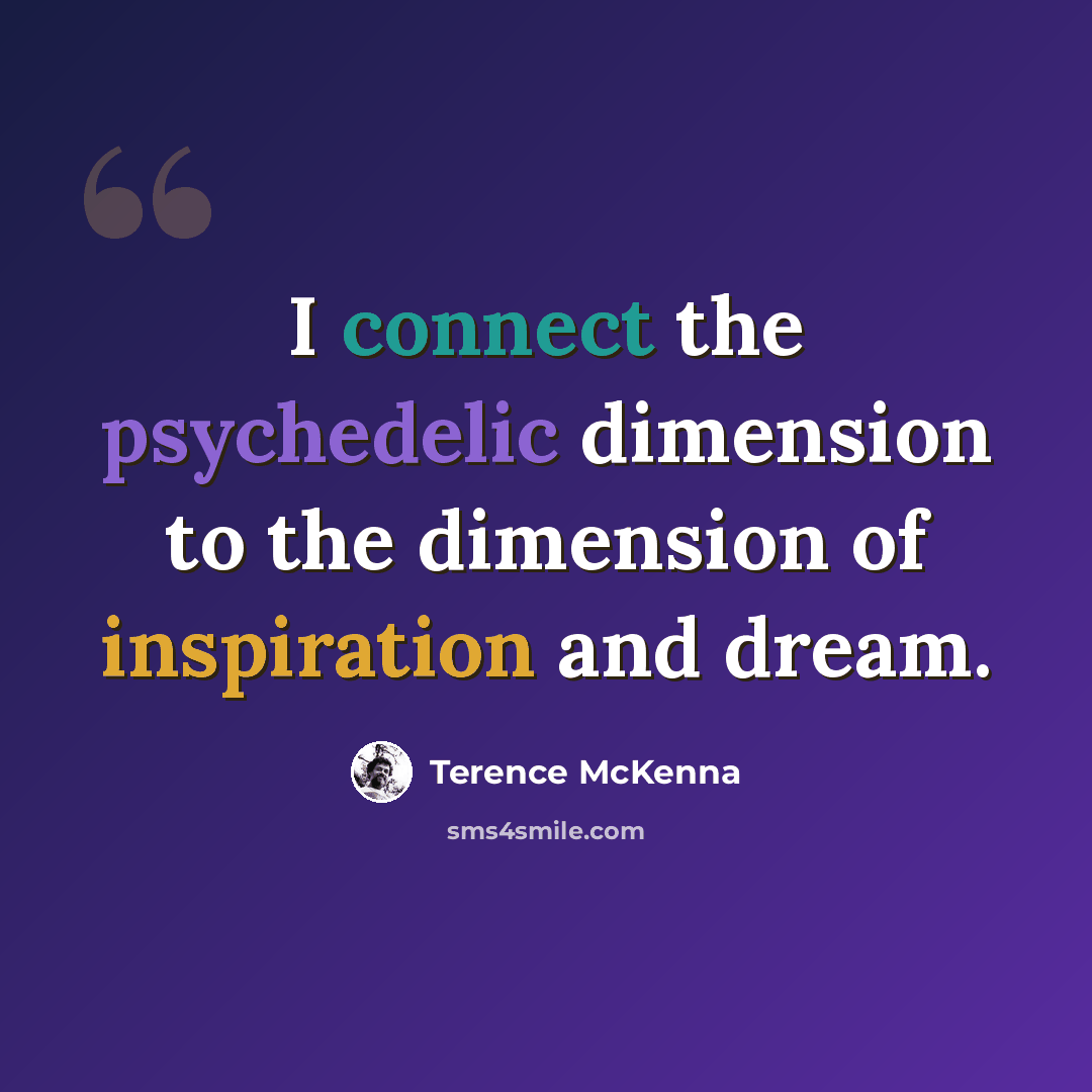 “I connect the psychedelic dimension to the dimension of inspiration and dream.” quote by Terence McKenna