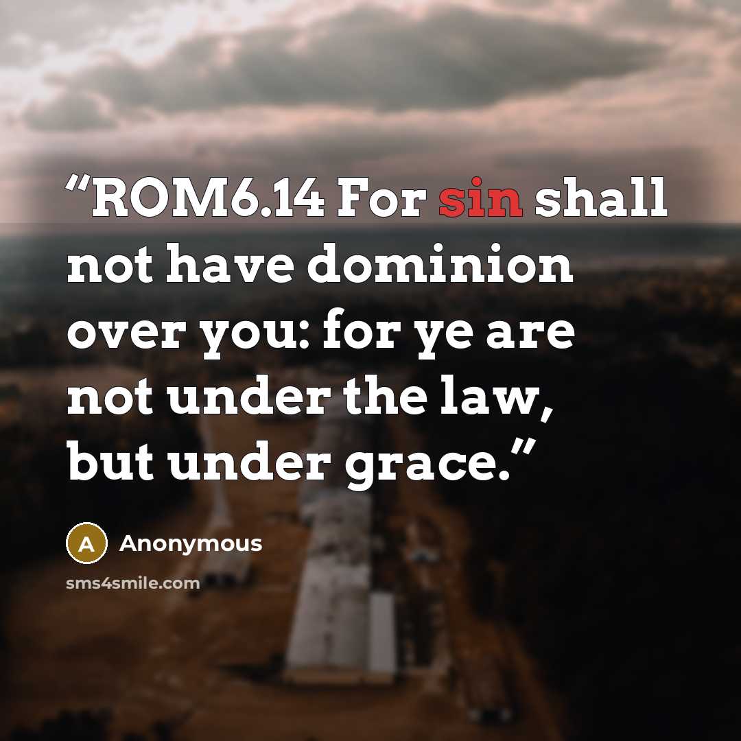 “ROM6.14 For sin shall not have dominion over you: for ye are not under the law, but under grace.” quote by Anonymous