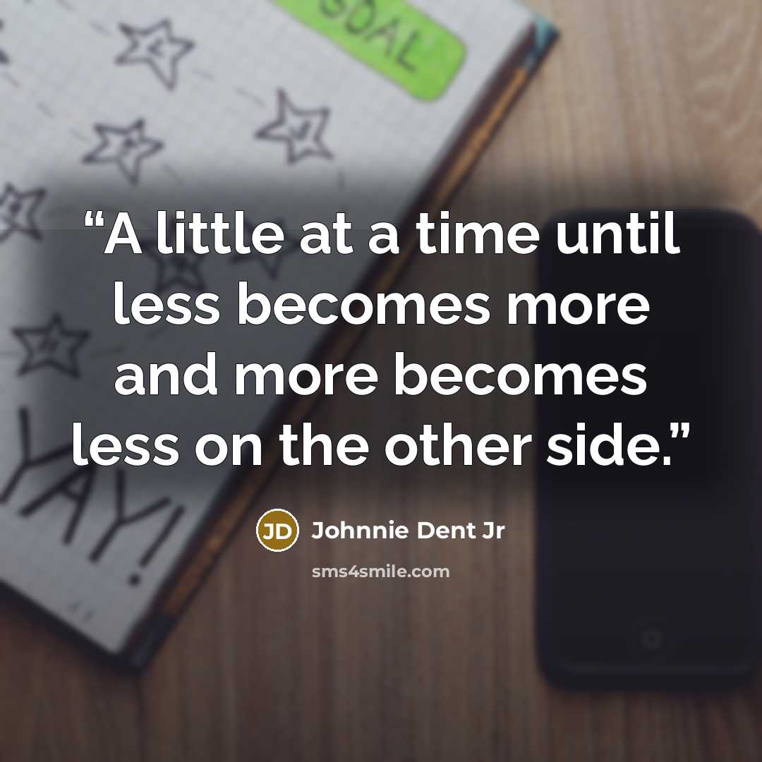 “A little at a time until less becomes more and more becomes less on the other side.” quote by Johnnie Dent Jr