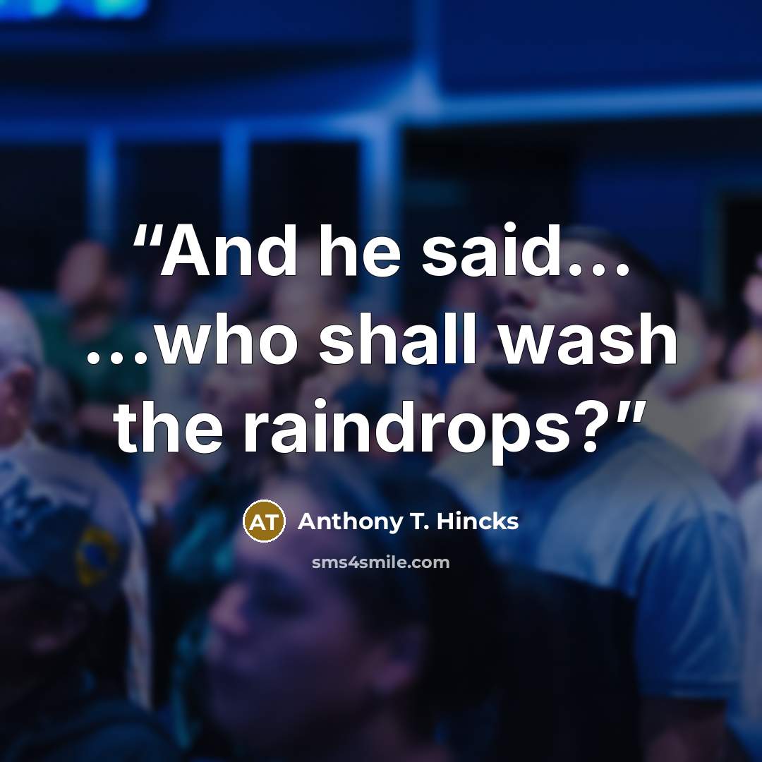 “And he said... ...who shall wash the raindrops?” quote by Anthony T. Hincks