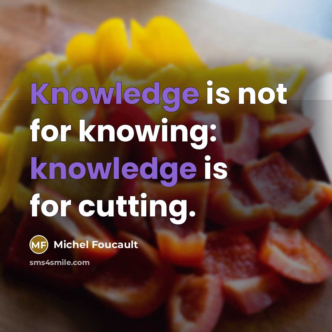 “Knowledge is not for knowing: knowledge is for cutting.” quote by Michel Foucault