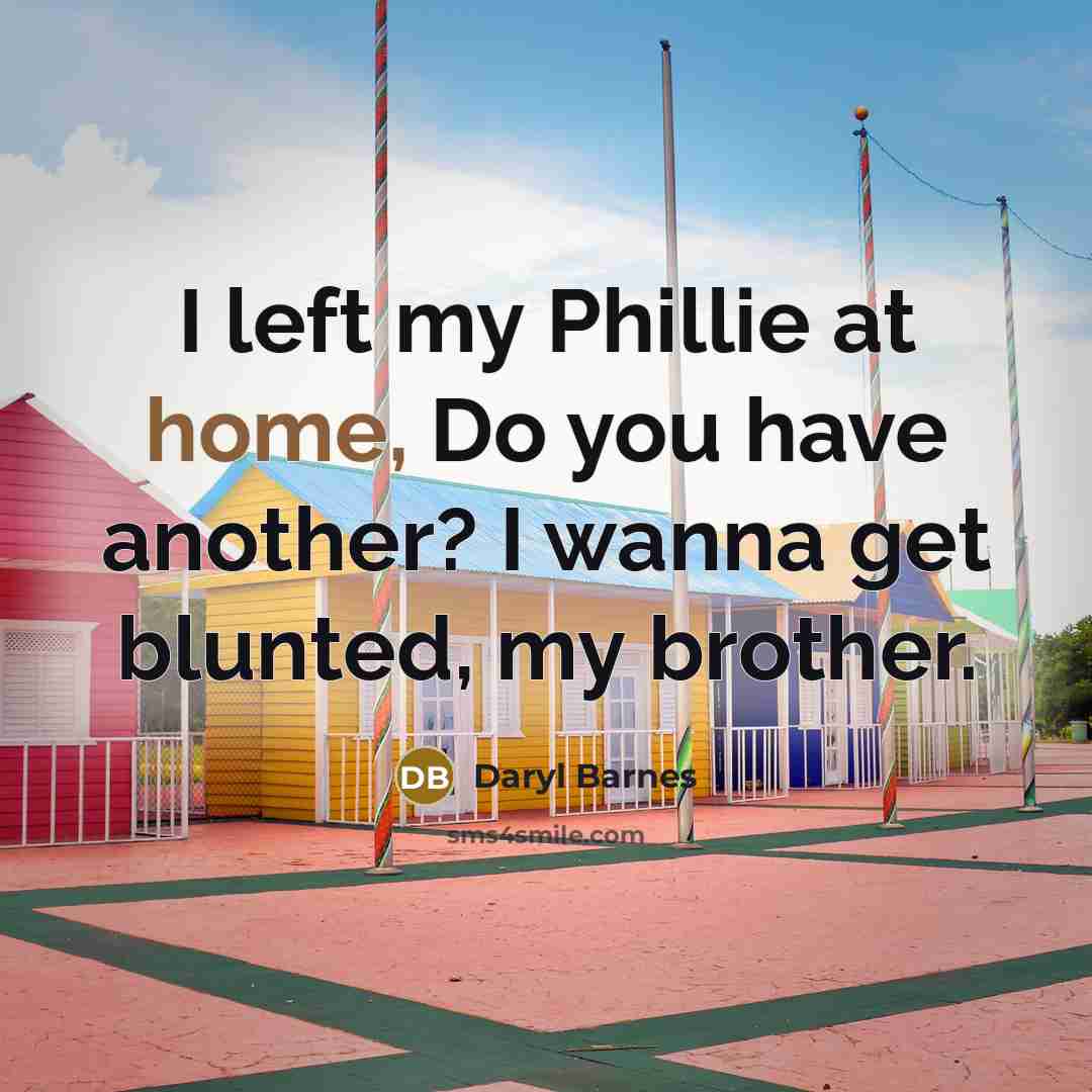 “I left my Phillie at home, Do you have another? I wanna get blunted, my brother.” quote by Daryl Barnes