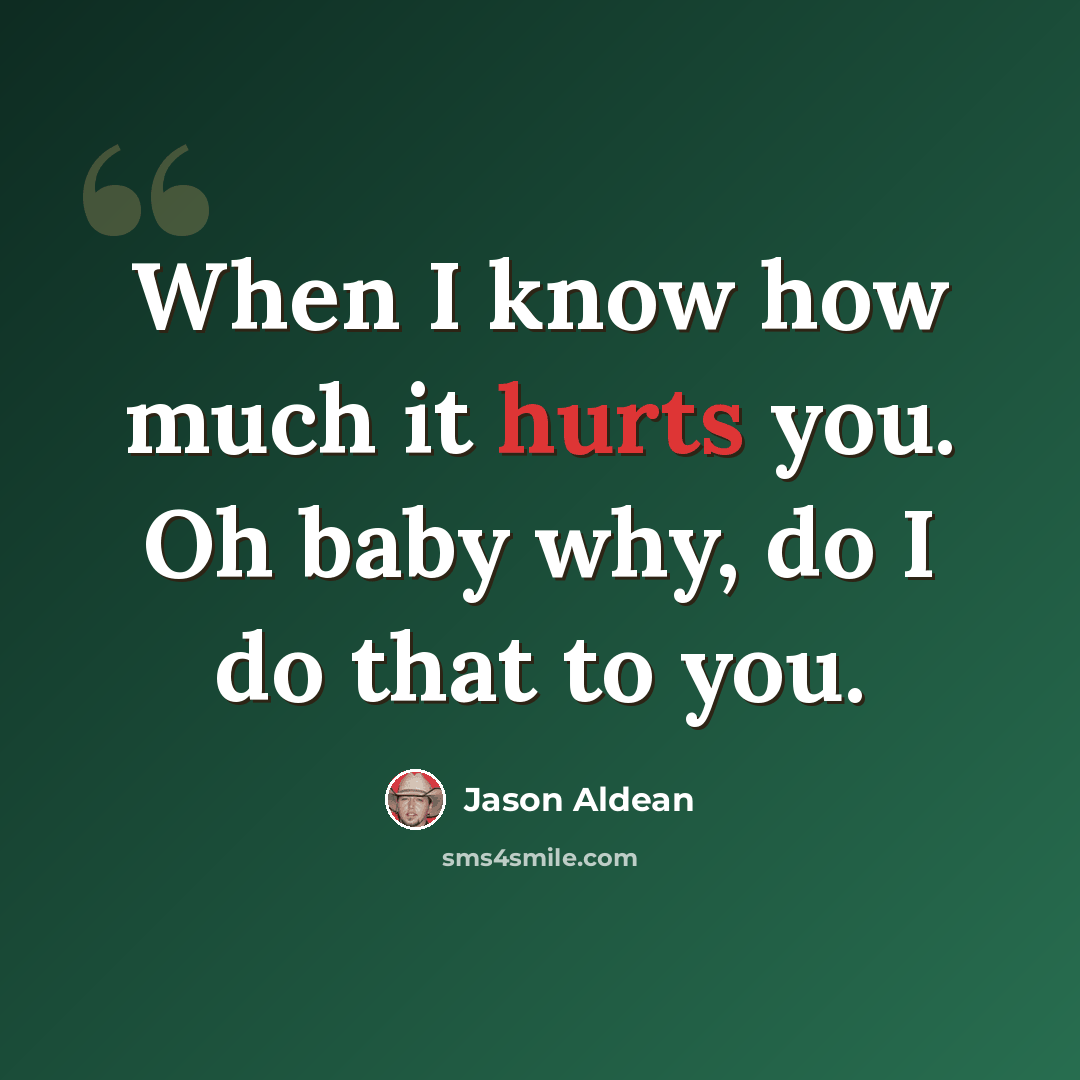 “When I know how much it hurts you. Oh baby why, do I do that to you.” quote by Jason Aldean