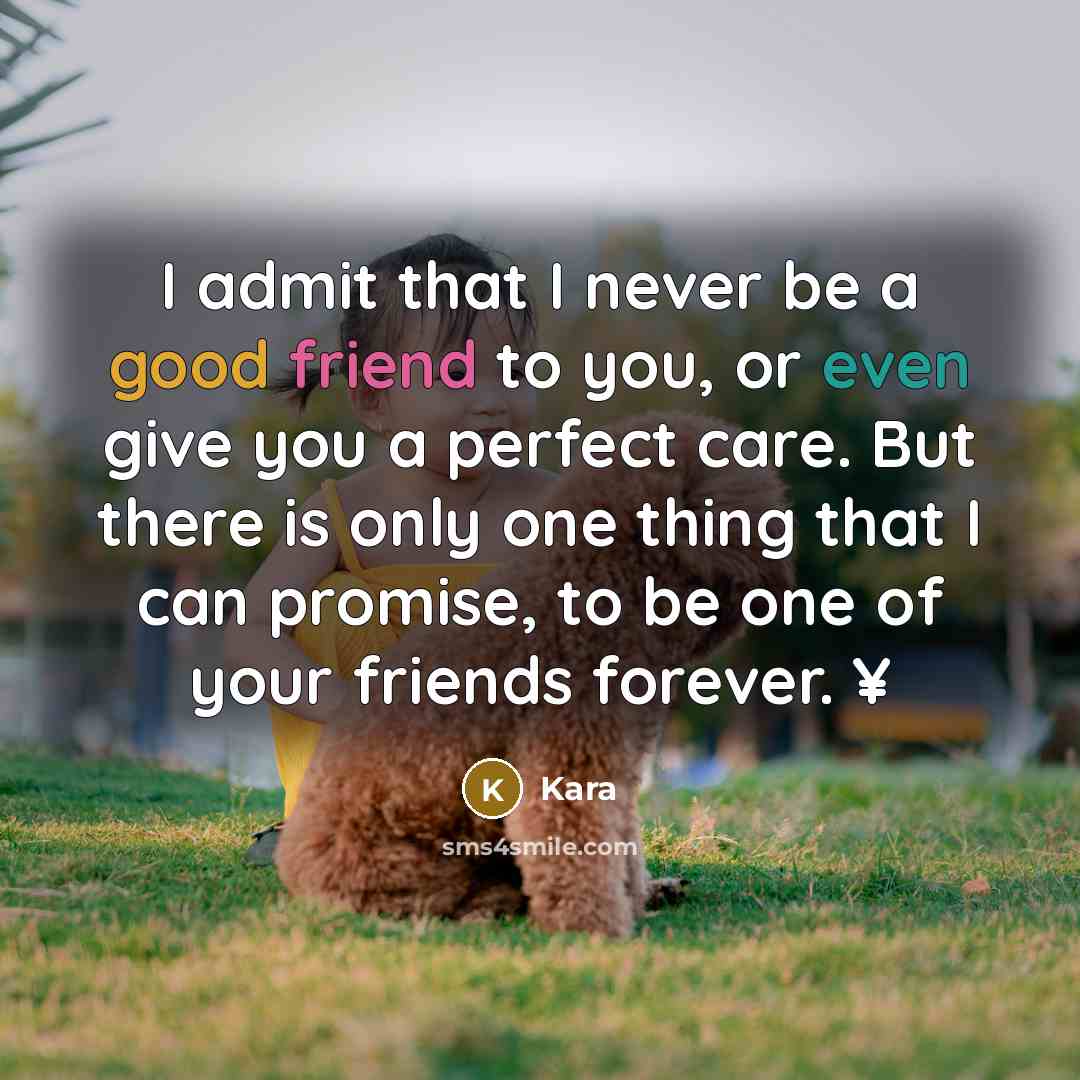 “I admit that I never be a good friend to you, or even give you a perfect care. But there is only one thing that I can promise, to be one of your friends forever. ¥” quote by Kara