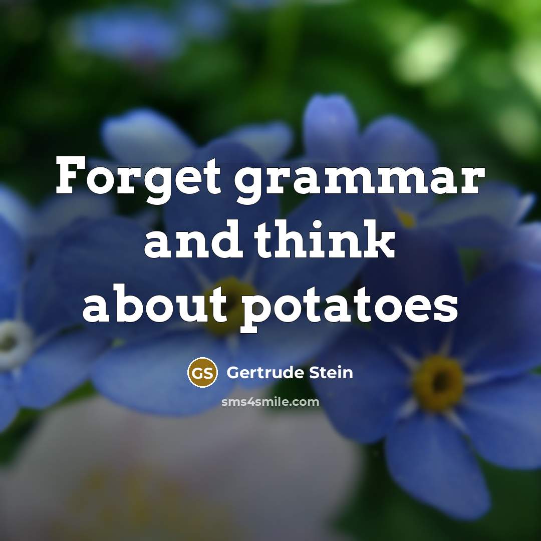 “Forget grammar and think about potatoes” quote by Gertrude Stein