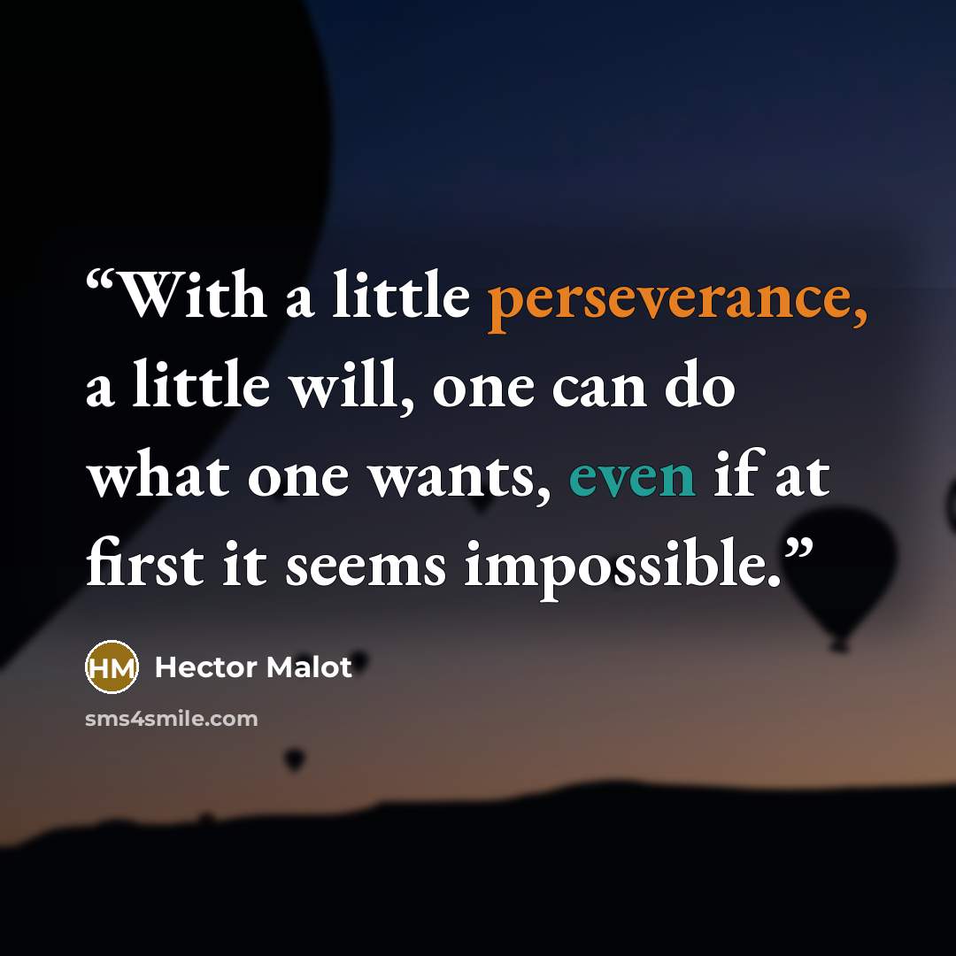 “With a little perseverance, a little will, one can do what one wants, even if at first it seems impossible.” quote by Hector Malot