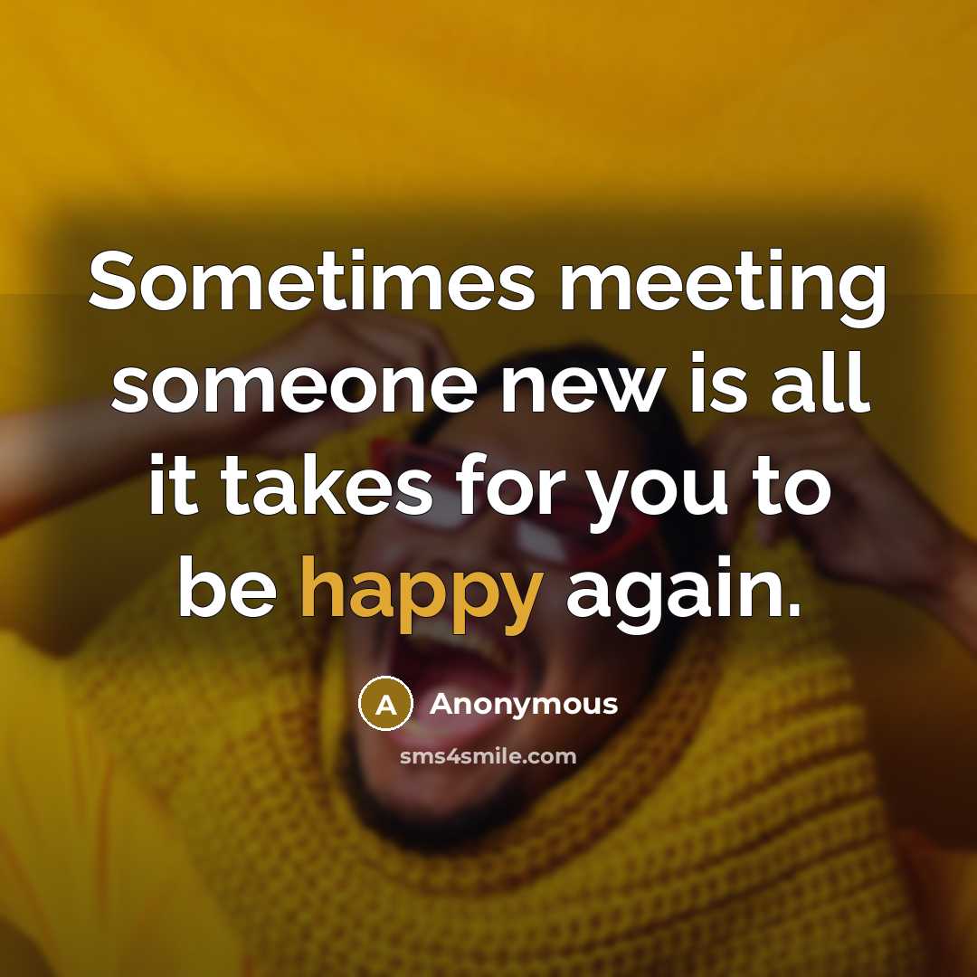 “Sometimes meeting someone new is all it takes for you to be happy again.” quote by Anonymous