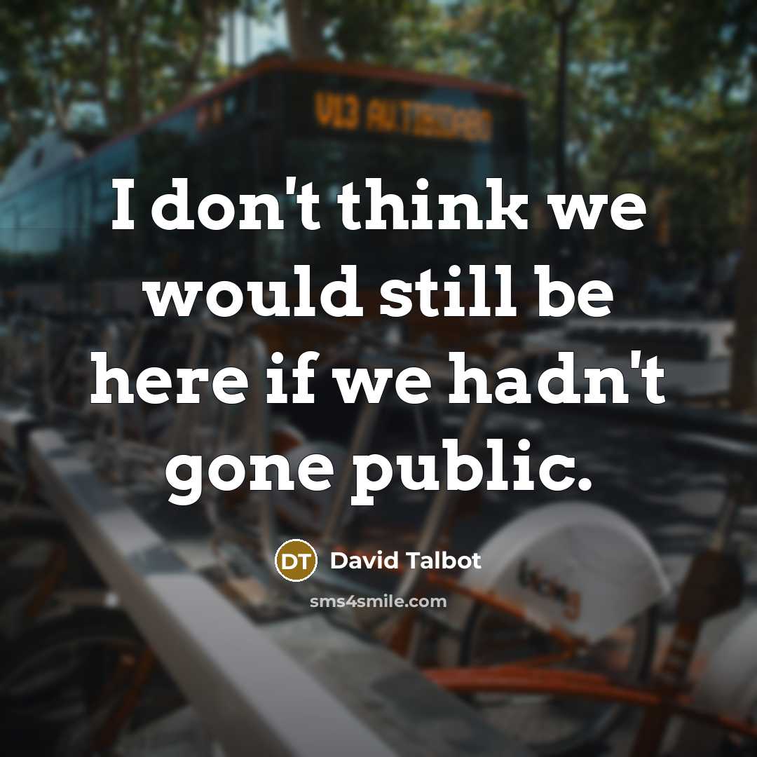 “I don't think we would still be here if we hadn't gone public.” quote by David Talbot