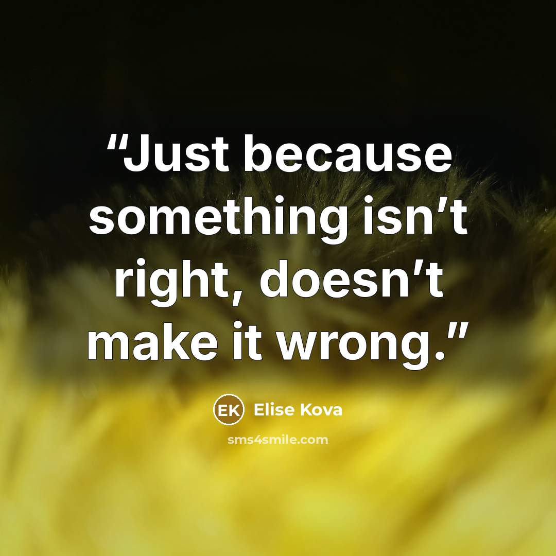 “Just because something isn’t right, doesn’t make it wrong.” quote by Elise Kova